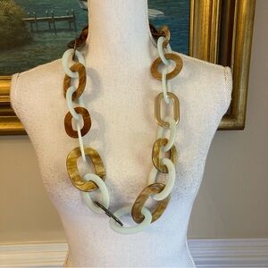 RUSH by DENIS & CHARLES Brown Tortoise Green Acrylic Chain Statement Necklace